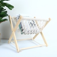 Boho Chic Bohemian Decor Macrame Cord Cotton Rope Magazine Holder Storage Basket Standing Rack