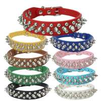 dog_collars_ wholesale  plain leather  and lead  for  bow  pet  tracking  martingale  leash Spiked Rivet dog collar